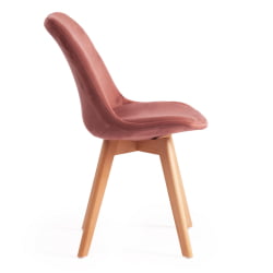 Стул TULIP SOFT (mod. 74) / 1 шт. в упаковке вельвет/дерево , 54 х 47 х 83 см , коралловый (HLR 44)/натуральный