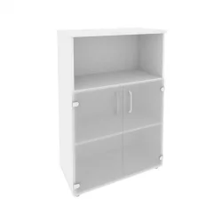 Шкаф средний широкий (2 низких фасада стекло) ONIX O.ST-2.2 Белый Бриллиант