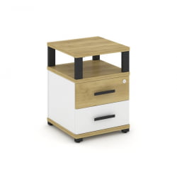 Тумба приставная с 2-мя ящиками и надставкой CОНCЕПТ CН.ТУП-002 Б/В Дуб Винченцо Белый бриллиант Черный / CONCEPT CN.TUP-002 B/W