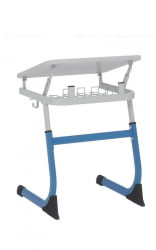 Парта одноместная регулируемая по высоте СМАРТЙ 600х500 с углом наклона столешницы (рост 5-7) Голубой/Серый / SMARTY