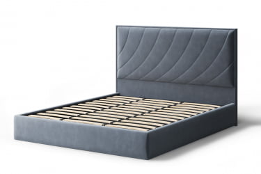 Кровать СОФИЯ 2000*1400мм (без опор), велюр Бренди лайт 28 (серый), (б/основания, б/матраса)