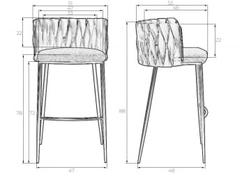 Стул барный DOBRIN EMMA GOLD (белый PU (T-01), белая ткань (F-49))