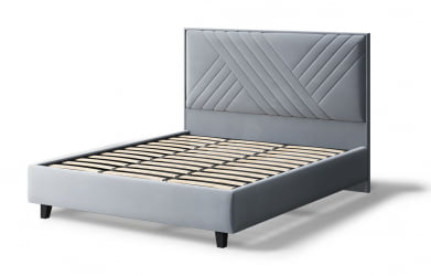 Кровать МИРА 2000*1800мм (на опорах), велюр НЕО 25 (серый), (б/основания, б/матраса) / NEO