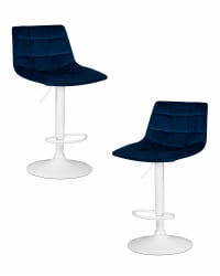 Стул барный ДОБРИН ТАИЛОР ВХИТЕ (синий велюр (МДЖ9-117)) 2 шт / DOBRIN TAILOR WHITE (MJ9-117))