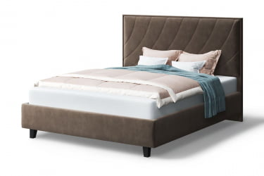 Кровать СОФИЯ 2000*1200мм (на опорах), велюр Бренди лайт 29 (коричневый), (б/основания, б/матраса)