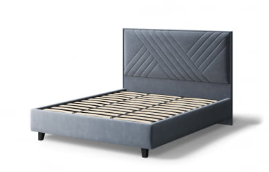 Кровать МИРА 2000*1800мм (на опорах), велюр Бренди лайт 28 (серый), (б/основания, б/матраса)