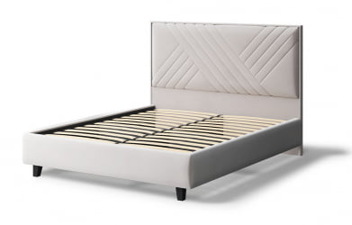 Кровать МИРА 2000*1800мм (на опорах), велюр НЕО 02 (бежевый), (б/основания, б/матраса) / NEO