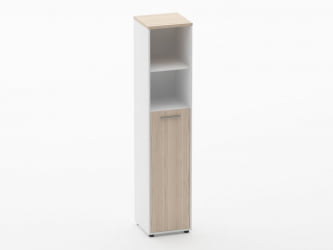Шкаф 4 узкий  2 полки открытые, 3 полки закрытые Дека 10.19.13Пр Туя/Белый / Deka