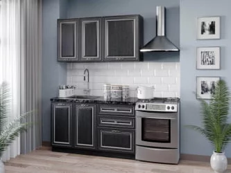Тумба кухонная 800 с 2 ящиками ЛЮКС (4) Италия ЛД 275.926.000 Черный Дуб темный