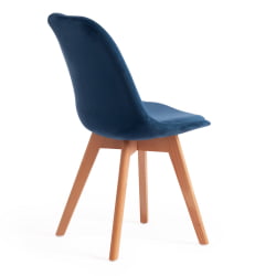Стул TULIP SOFT (mod. 74) / 1 шт. в упаковке вельвет/дерево , 54 х 47 х 83 см , синий (HLR 63)/натуральный