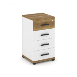 Тумба опорная/приставная с 4 ящиками CОНCЕПТ CН.ТУО-002 Б/В Сандал Янтарный Белый бриллиант Черный / CONCEPT CN.TUO-002 B/W