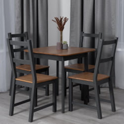 Стол Соната Люкс/ Sonata Lux table, 75х75х73 см массив сосны, антик /графит, 75х75х73 см