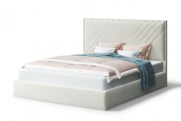 Кровать МИРА 2000*1600мм (без опор), велюр Бренди лайт 02 (серо-белый), (б/основания, б/матраса)