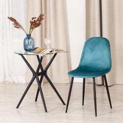 Стул BREEZE (mod. 4724) вельвет/металл, 44 х 53 х 87 см, Light pale green (темно-бирюзовый ) HLR60 / черный