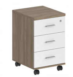 Тумба мобильная с тремя ящиками Сигма СГ.612.ОД.ВХ Дуб темный Белый / Sigma SG.612.OD.WH