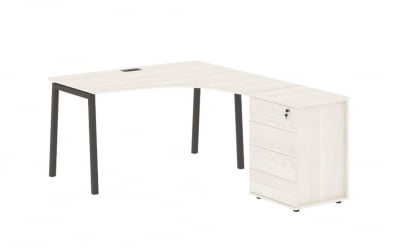 Стол эргономичный с тумбой (правый) ЕДИС ЕЛCЕТ 1318 Р Ясень Траун Мокко / EDIS ELCET R