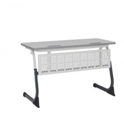 Парта школьная с полкой СМАРТЙ ПЛУС с сетками (рост 3-5) Антрацит/Белый/Серый / SMARTY PLUS