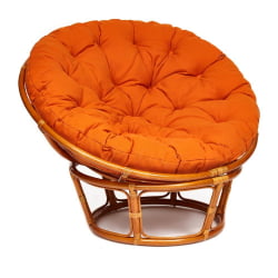 Кресло PAPASAN 23/01 W /с подушкой/ диаметр подушки 122 см, 115х101х104 см, Cognac (коньяк), ткань Оранжевый, С 23