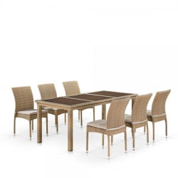 Комплект плетеной мебели T365/Y380B-W65 6PCS Light Brown
