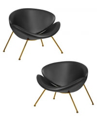 Кресло дизайнерское ДОБРИН ЕМИЛЙ (черный винил ЙП16, золотое основания) 2 шт / DOBRIN EMILY YP16,