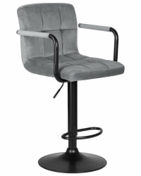 Стул барный DOBRIN KRUGER ARM BLACK (серый велюр (MJ9-75))