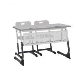 Парта двухместная регулируемая по высоте СМАРТЙ ПЛУС (рост 3-5) Антрацит/Белый/Серый / SMARTY PLUS