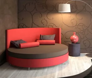 Круглая кровать Caprice 200x200 Красная ткань