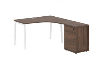 Стол эргономичный с тумбой (правый) EDIS ELCET 1318 R Дуб Денвер темный Белый