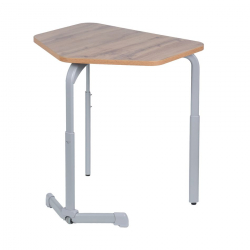 Парта одноместная трапеция (рост 3-7) Белая ЛДСП/Серая кромка/Металл Серый
