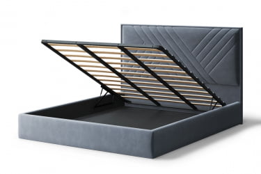 Кровать МИРА 2000*1600мм (без опор), велюр Бренди лайт 28 (серый), (б/основания, б/матраса)