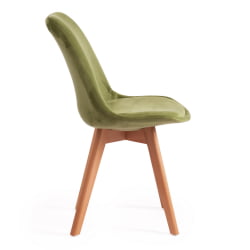 Стул TULIP SOFT (mod. 74) / 1 шт. в упаковке вельвет/дерево , 54 х 47 х 83 см , зеленый (HLR 54)/натуральный