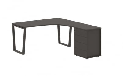 Стол эргономичный с тумбой правый EDIS EVCET 1518 R Мокко