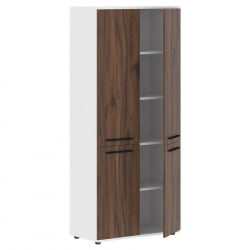 Шкаф с глухими средними и малыми дверьми ЕДИС ЕХCС 85.3 Дуб Денвер темный Черный Белый / EDIS EHCS