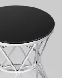 Журнальный стол ВИВА 50кс50 Серебро (стекло черное) / 50x50