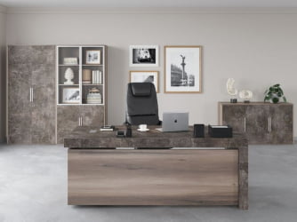 Шкаф низкий 3 створки, с нишей B-TONE BTN36152042 Вяз Бетон темный