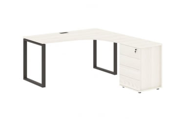 Стол эргономичный с тумбой правый ЕДИС ЕКCЕТ 1518 Р Ясень Траун Мокко / EDIS EQCET R