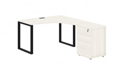 Стол эргономичный с тумбой правый EDIS EQCET 1318 R Ясень Траун Черный