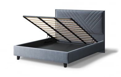 Кровать МИРА 2000*1800мм (на опорах), велюр Бренди лайт 28 (серый), (б/основания, б/матраса)