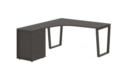 Стол эргономичный с тумбой левый EDIS EVCET 1518 L Мокко