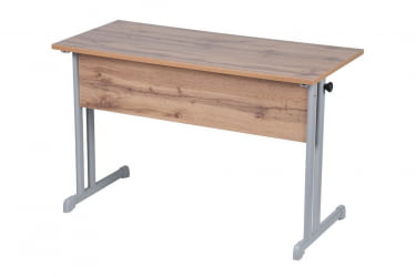 Парта двухместная с прямыми углами (рост 6) Дуб Вотан/Металл Серый