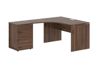 Стол эргономичный с тумбой левый EDIS EDCET 1318 L Дуб Денвер темный Белый