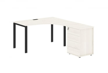 Стол эргономичный с тумбой правый EDIS EUCET 1318 R Ясень Траун Черный