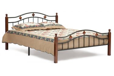 Кровать AT-126 дерево гевея/металл, 160*200 см (Queen bed), красный дуб/черный Кровать AT-126 дерево гевея/металл, 160*200 см (Queen bed), красный дуб/черный