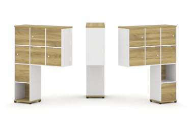 Надставка на стол высокая двухсторонняя + задняя стенка (8 шт.) + распашной фасад (6 шт.) CONCEPT CN.DNV-002 Дуб Винченцо Белый бриллиант Черный металл