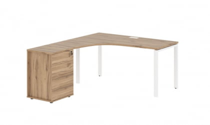 Стол эргономичный с тумбой левый EDIS EUCET 1518 L Дуб Денвер светлый Белый