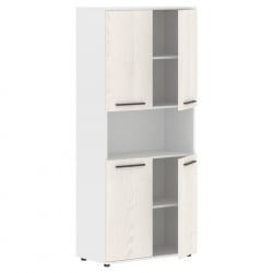 Шкаф с двумя комплектами глухих малых дверей ЕДИС ЕХCС 85.4 Ясень Траун Мокко Белый / EDIS EHCS