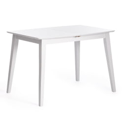 Большой обеденный стол Retro дерево гевея, МДФ, 110+30 x 75 x 75см, Белый (White)