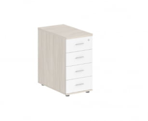 Тумба приставная с 4 ящиками Сигма СГ.521.ОЛ.ВХ Дуб светлый Белый / Sigma SG.521.OL.WH