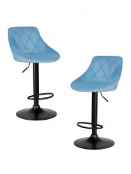 Стул барный ДОБРИН ЛОГАН БЛАCК (пудрово-голубой велюр (МДЖ9-74)) 2 шт / DOBRIN LOGAN BLACK (MJ9-74))