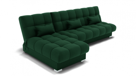 Диван Фиеста-2 угол левый/правый (ЗР) Цвет фасада: Зеленый; Тип: Левый/правый; Материал фасада: Металл/Велюр